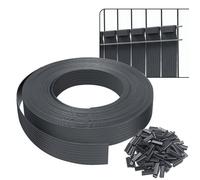 VOUNOT® Kit de lamelles occultantes PVC brise vue 75m x 4.7cm avec 150 clips Gris