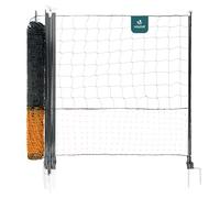 VOUNOT® Kit Filet à Poules 30M en PE Résistant avec Porte d'accès pour Enclos Extérieur Clôtures Volaille Protection Poules Canards Piquets Double Pointes Accessoires Inclus Orange