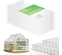 VOUNOT® Lot de 10 Plaques Polycarbonate Alvéolaire 6mm Plaque à Double Paroi 60.5x121cm Transparentes Résistantes UV pour Serre Jardin Abri Bricolage et Terrasse