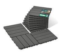 VOUNOT® Lot de 11 Dalles Clipsables Extérieur 30x30 cm Caillebotis de Terrasse Antidérapants et Drainants Dalles de Sol Découpables Résistantes à l’Eau pour Balcon Jardin Patio Piscine Anthracite
