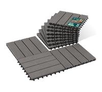 VOUNOT® Lot de 11 Dalles clipsables extérieur 30x30 cm - WPC - Caillebotis de terrasse antidérapant et drainant - Gris