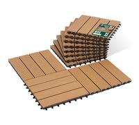 VOUNOT® Lot de 11 Dalles clipsables extérieur 30x30 cm - WPC - Caillebotis de terrasse antidérapant et drainant - Couleur bois