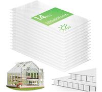 VOUNOT® Lot de 14 plaques en polycarbonate alvéolaire 4 mm - 121 x 60,5 cm transparent - double paroi creuse - pour serre