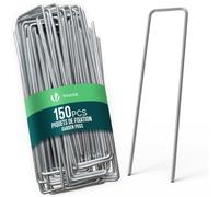 VOUNOT® Lot de 150 Piquets de Fixation en Métal Galvanisé Agrafes de Jardin en Forme de U 150x30mm Ø 3mm pour Toile Paillage Grillage Filet Bâche Gazon Artificiel Tuyaux d’Arrosage