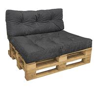 vounot® Lot de 2 Coussins pour Palette Europe Extérieur et Intérieur Coussin d’Assise 80x120x15cm et Dossier 20x40x120cm en Polyester Imperméable et Résistant aux Taches Coussin Matelassé Gris