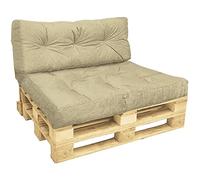 vounot® Lot de 2 Coussins pour Palette Europe Extérieur et Intérieur Coussin d’Assise 80x120x15cm et Dossier 20x40x120cm en Polyester Imperméable et Résistant aux Taches Coussin Matelassé Beige