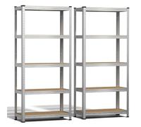vounot® Lot de 2 Étagère de Rangement 70x30x150cm en Acier Galvanisé à 5 Niveaux Etagère Charge Lourde Tablette Ajustable Charge Max 875kg Idéal pour Rangement de Garage Atelier Cuisine