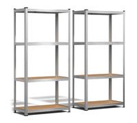 vounot® Lot de 2 Étagère de Rangement en Acier Galvanisé à 4 Niveaux 160x80x40cm Etagère Charge Lourde Tablette Ajustable Charge Max 700kg Idéal pour Rangement de Garage Atelier Cuisine