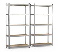VOUNOT® Lot de 2 Etagères métalliques charge lourde 1250kg - 90x40x180cm - 5 tablettes réglables - rayonnage renforcé