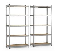 VOUNOT® Lot de 2 Etagères métalliques charge lourde 1250kg - 90x40x180cm - 5 tablettes réglables - rayonnage renforcé