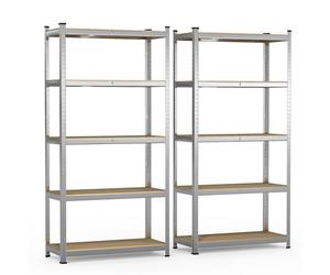 VOUNOT® Lot de 2 Etagères métalliques charge lourde 1250kg - 90x40x180cm - 5 tablettes réglables - rayonnage renforcé