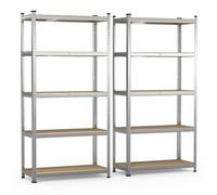 VOUNOT® Lot de 2 Etagères métalliques charge lourde 875kg - 90x40x180cm - 5 tablettes réglables - rayonnage robuste