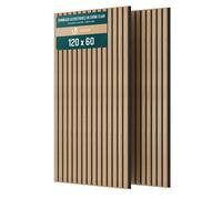 VOUNOT® Lot de 2 Panneaux acoustiques muraux tasseaux 120x60x2.1cm en MDF avec feutre polyester ignifuge - Chêne clair