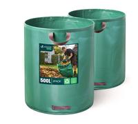VOUNOT® Lot de 2 Sac à déchets de jardin 500L - 60kg max - 3 poignées renforcées - réutilisables et résistants