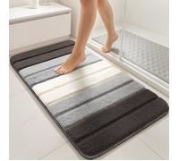 VOUNOT® Lot de 2 Tapis de bain antidérapant en microfibre motif dégradé 40x60cm gris - Doux et absorbant - Lavable en machine