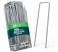 VOUNOT® Lot de 200 Piquets de Fixation en Métal Galvanisé Agrafes de Jardin en Forme de U 150x30mm Ø 3mm pour Toile Paillage Grillage Filet Bâche Gazon Artificiel Tuyaux d’Arrosage