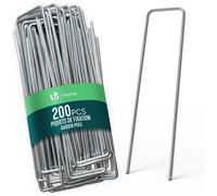 VOUNOT® Lot de 200 piquets de fixation en métal galvanisé - Agrafes de jardin en forme de U - 150x30mm Ø3mm