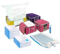 VOUNOT® Lot de 22 housses de rangement sous vide grande capacité - 4 housses, 17 sacs, 1 pompe - pour duvet couettes vetements