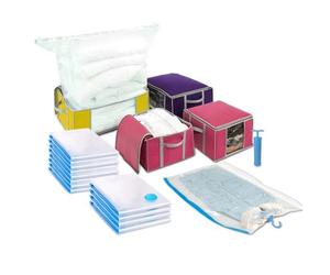 VOUNOT® Lot de 22 housses de rangement sous vide grande capacité - 4 housses, 17 sacs, 1 pompe - pour duvet couettes vetements