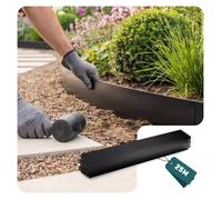 VOUNOT® Bordure de Jardin Gazon en Métal 25M Bordure de Séparation Résistante Clôture Flexible de Pelouse Epaisseur 0.7mm 100x13cm Lot de 25pcs pour Jardin Plantes Potager Noir