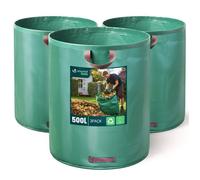 VOUNOT® Lot de 3 Sac à déchets de jardin 500L - 60kg max - 3 poignées renforcées - réutilisables et résistants