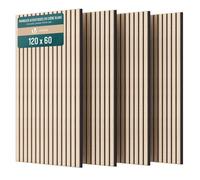VOUNOT® Lot de 4 Panneaux acoustiques muraux tasseaux 120x60x2.1cm en MDF avec feutre polyester ignifuge - Chêne blanc