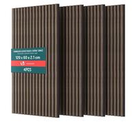VOUNOT® Lot de 4 Panneaux acoustiques muraux tasseaux 120x60x2.1cm en MDF avec feutre polyester ignifuge - Chêne foncé