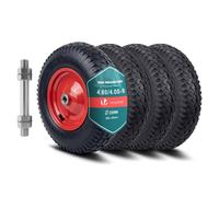 VOUNOT® Lot de 4 Roue Gonflable 4.80/4.00-8 Roue de Brouette 400x85mm avec Chambre à Air Alésage de 20 mm avec Axe Inclus et Roulements à Billes pour Diable Chariot et Remorque de Jardin