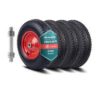 VOUNOT® Lot de 4 Roue Gonflable 4.80/4.00-8 Roue de Brouette 400x85mm avec Chambre à Air Alésage de 20 mm avec Axe Inclus et Roulements à Billes pour Diable Chariot et Remorque de Jardin