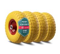 VOUNOT® Lot de 4 Roue Increvable 3.5-4 en PU Roue de Brouette 260x85mm Alésage de 16 mm avec Roulements à Billes pour Diable Chariot et Remorque de Jardin Jaune