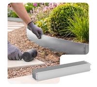 VOUNOT® Bordure de Jardin Gazon en Métal Galvanisé 5M Bordure de Séparation Résistante Clôture Flexible de Pelouse Epaisseur 0.7mm 100x13cm Lot de 5pcs pour Jardin Plantes Potager
