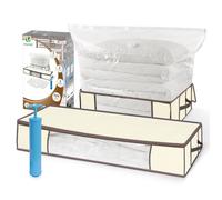 VOUNOT® Lot de 5 housses de rangement sous vide sous lit grande capacité - 2 housses, 2 sacs, 1 pompe - pour duvet couettes