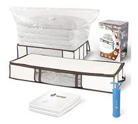 vounot® Lot de 5 Sac de Rangement sous Lit en Tissu Grande Capacité XXL 2 Sacs sous Vide avec 2 Housses de Rangement avec 1 Pompe Coffre de Rangement Duvet et Couettes