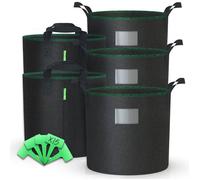 VOUNOT® Lot de 5 sacs de plantation non tisse 30L avec poignee Noir