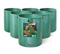 VOUNOT® Lot de 6 Sac à déchets de jardin 500L - 60kg max - 3 poignées renforcées - réutilisables et résistants