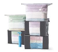 VOUNOT® Lot de 7 sacs de rangement sous vide Non-tissé XXL - 3 housses avec poignée, 3 sacs, 1 pompe - pour duvet couettes vetements