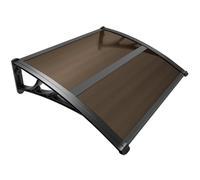 VOUNOT® Marquise auvent de porte d'entrée 100x80cm avec support central - Polycarbonate - Anti-UV - Marron
