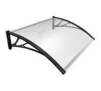 VOUNOT® Auvent de Porte d'entrée Toit Marquise en Polycarbonate Porte Résistante Toit Abri Protection Contre La Pluie et UV Transparent 120x80cm Noir