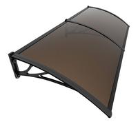 VOUNOT® Marquise auvent de porte d'entrée 200x80cm - Polycarbonate - Anti-UV - Marron