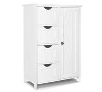 Meuble de salle de bain rangement 4 tiroirs 1 porte 82x55x30cm blanc blanc