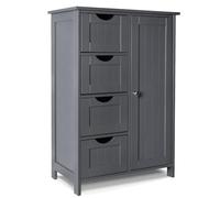 vounot® Meuble de Salle de Bain Armoire de Rangement avec Tiroir et Etagère Réglable Placard avec Porte Organisateur Meuble de Rangement pour Salon Cuisine Chambre 30x55x82cm Gris