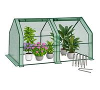 VOUNOT® Mini serre de jardin 180x90x90cm vert - avec 2 portes zippées enroulables - bâche PE renforcée 135g/m²