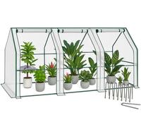 VOUNOT® Mini serre de jardin 270x90x90cm blanc - avec 3 portes zippées enroulables - bâche PE renforcée 135g/m²