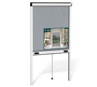 VOUNOT® Moustiquaire de fenêtre L80 x H130 cm enroulable et recoupable en aluminium blanc