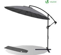 VOUNOT® Parasol amiral avec housse de protection 300 cm, Shanghai Parasol, Gris