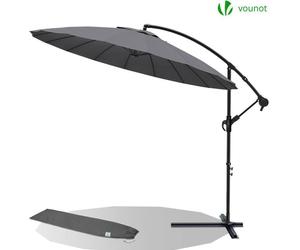 VOUNOT® Parasol amiral avec housse de protection 300 cm, Shanghai Parasol, Gris