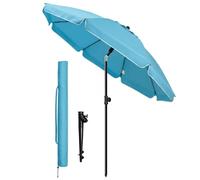 vounot® Parasol de Jardin 200cm Inclinable Hauteur Réglable avec Ancrage au Sol Parasol de Plage Protection UV 50+ avec Sac de Transport pour Plage Terrasse Balcon Camping Turquoise