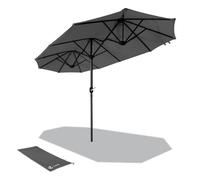 vounot® Parasol de Jardin Double Aluminium 150 x 300cm avec Manivelle Toile 180 GR/m2 Protection Solaire Hauteur 226cm Résistant à l'eau Housse de Protection Inclus Gris