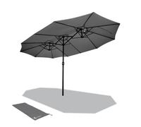 vounot® Parasol de Jardin Double Aluminium 270 x 460cm avec Manivelle Toile 180 GR/m2 Protection Solaire Hauteur 2m50 Résistant à l'eau Housse de Protection Inclus Gris