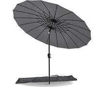 vounot® Parasol de Jardin Parasol Shanghai Inclinable 270cm avec 18 Baleines Toile Protection UV pour Balcon Patio Terrasse Exterieur Gris